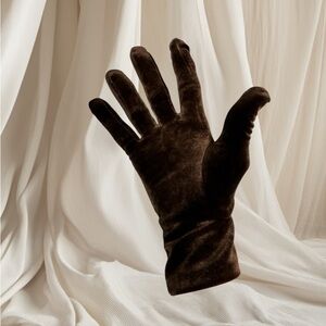 Brown velvet gloves